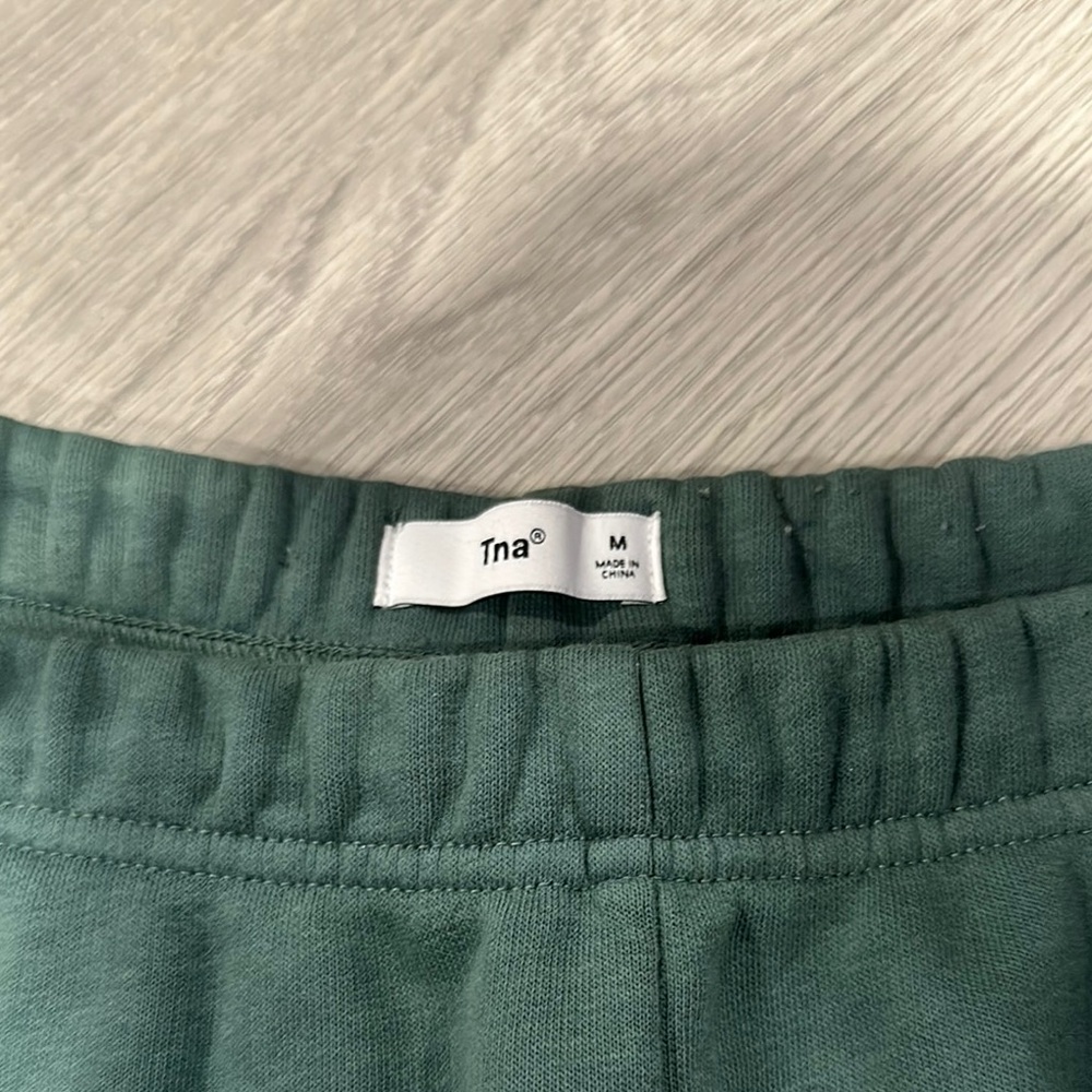 TNA Green Athletic Shorts with Elastic Waistband - Picture 2 of 4